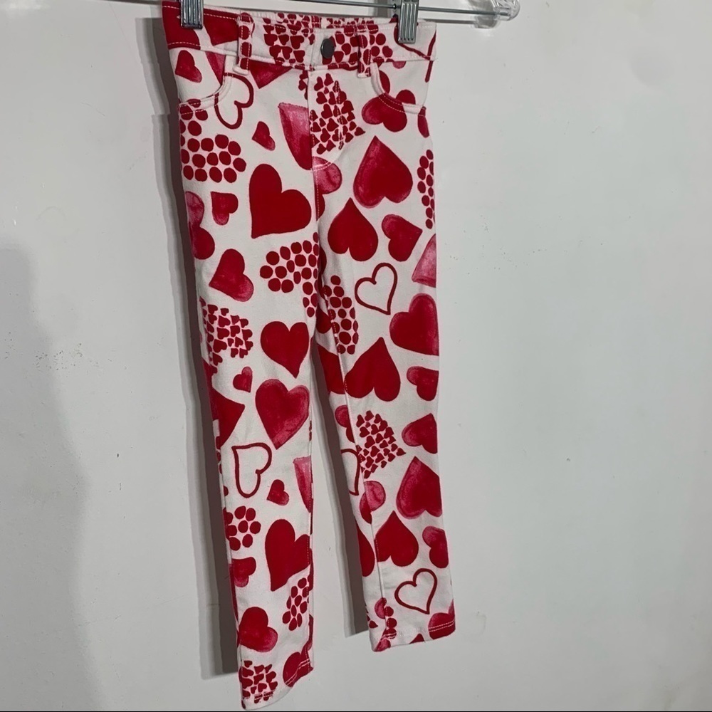 The children’s Place heart print red and white pull on style legging girls 4T - Picture 2 of 5